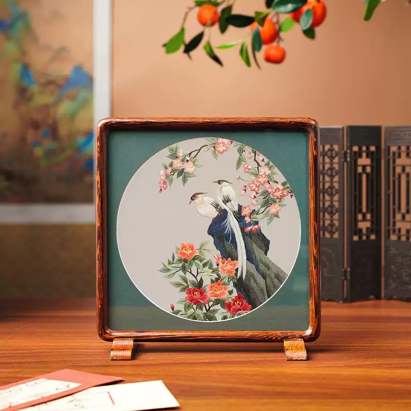 Suzhou Double-Sided Embroidery Ornament New Chinese Style Antique Desktop Screen