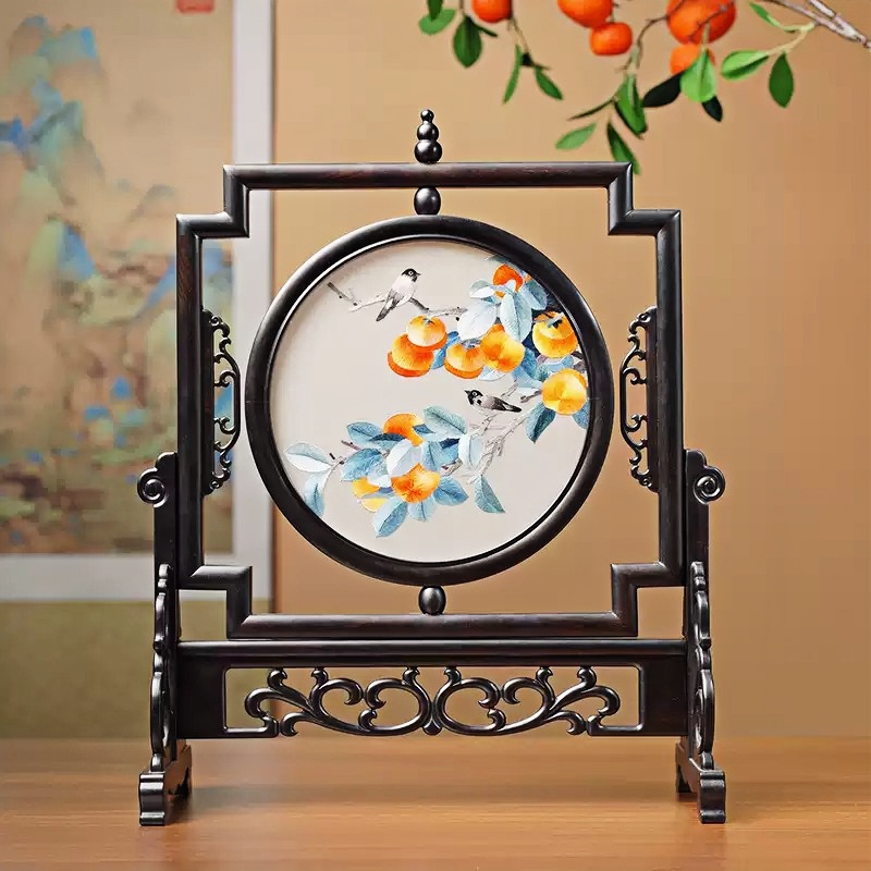 Suzhou Handcrafted Silk Double-Sided Embroidery  Chinese-Style Desktop Screen