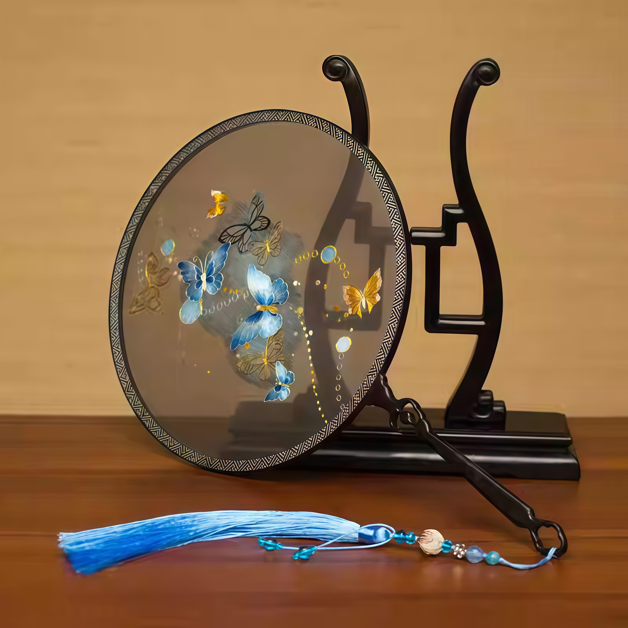 Suzhou Handmade Embroidered Butterfly Fan