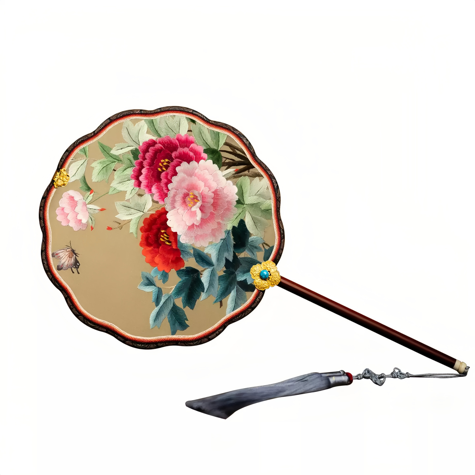 Suzhou Embroidered Beauty | ICH Embroidered Round Fan, Song Brocade Double-Sided Embroidery, Chinese Hanfu Fan, Specialty Gift