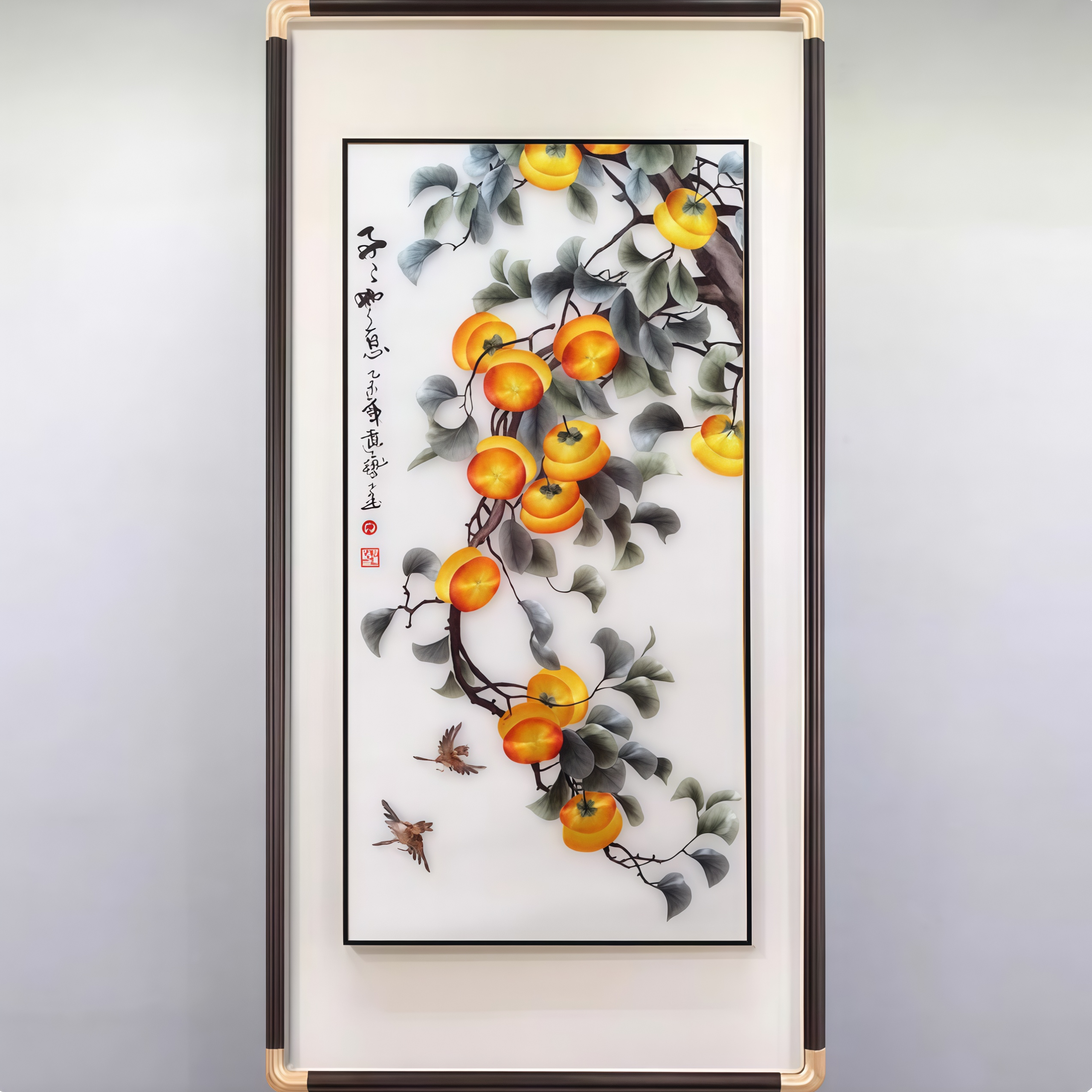 Everything Goes Well Persimmon Su Embroidery Hanging Painting