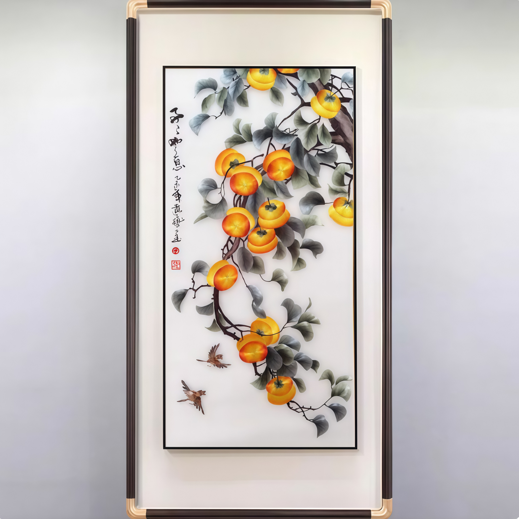 Everything Goes Well Persimmon Su Embroidery Hanging Painting