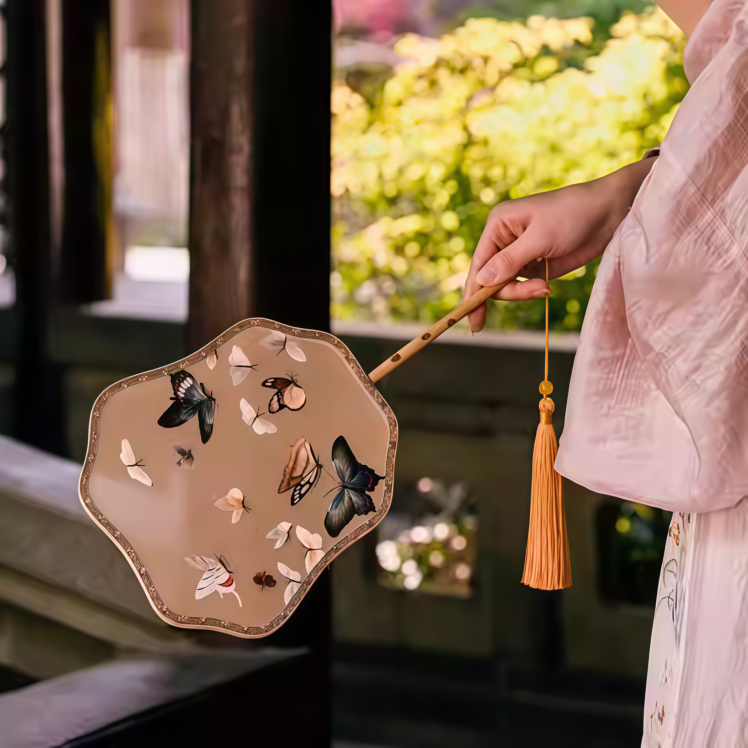 Ancient Style Embroidered Double-Sided Round Fan