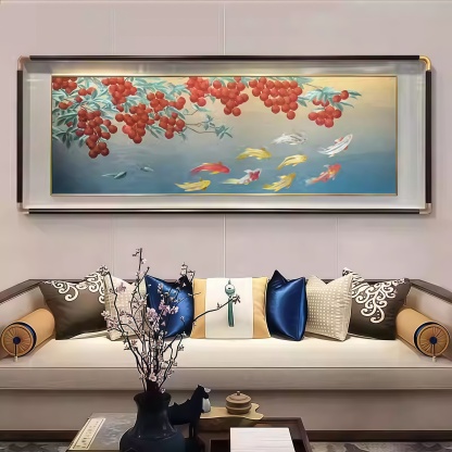 Nine Fish Brocade Wall Hanging