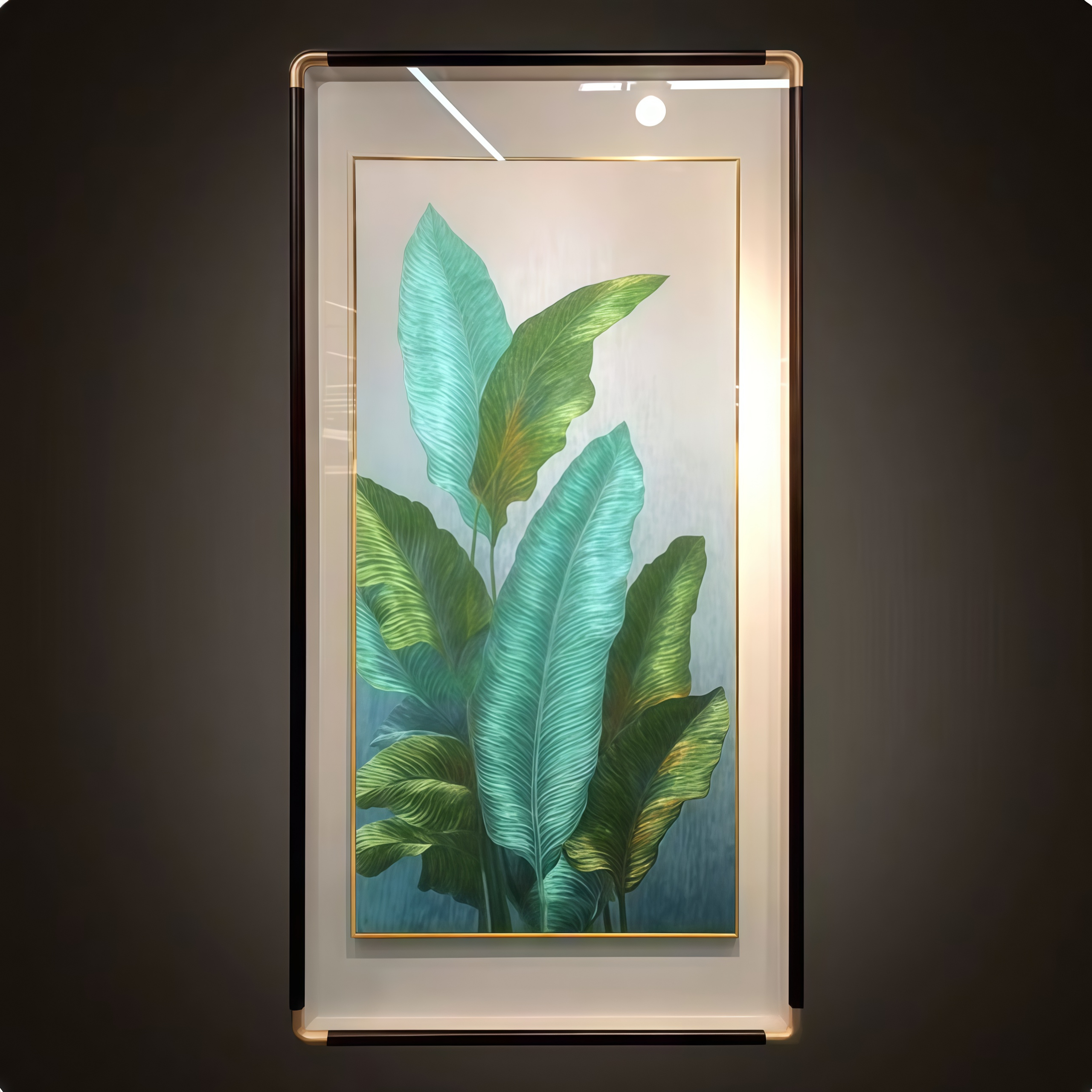 Embroidered living room background wall green plant hanging painting