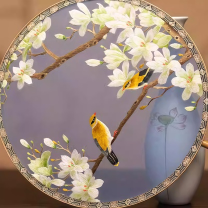 Hand Embroidered Imperial Round Fan