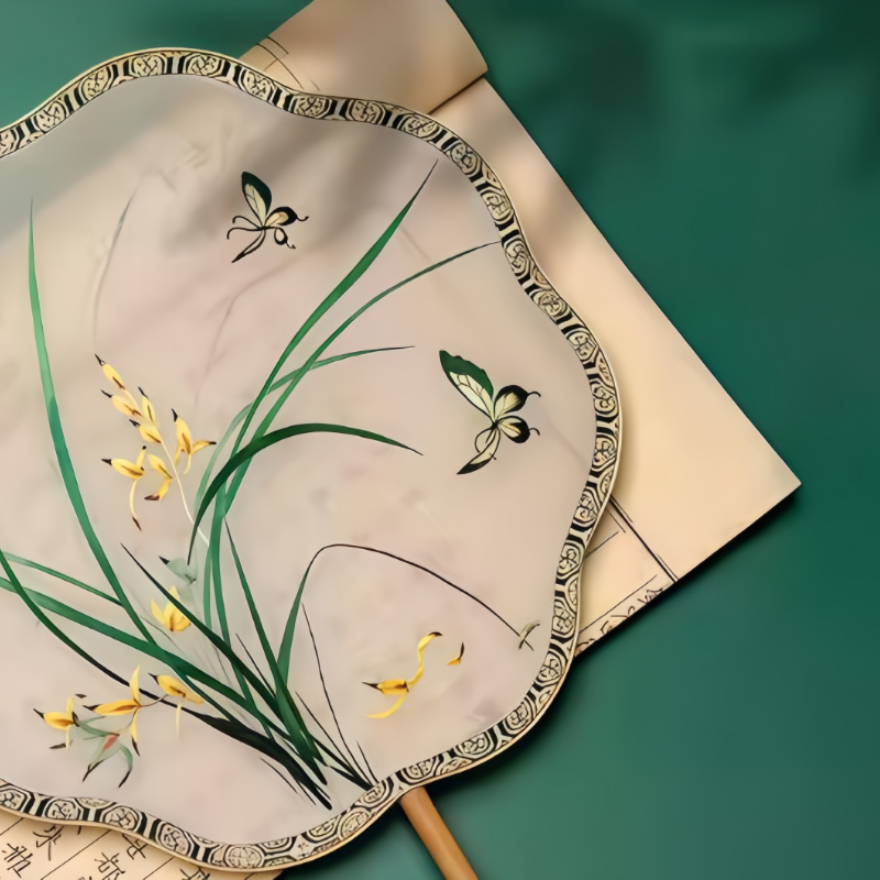 Suzhou Handmade Double-Sided Jade Green Round Fan