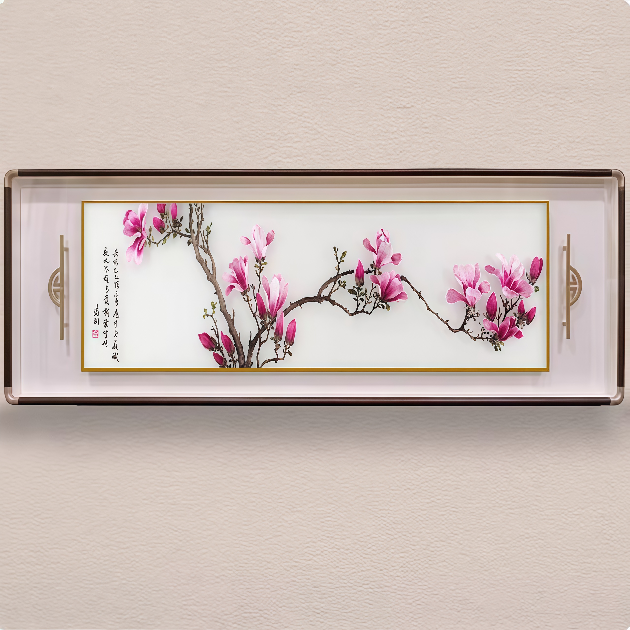 Handmade Suzhou Embroidery Magnolia Bedside Decorative Painting