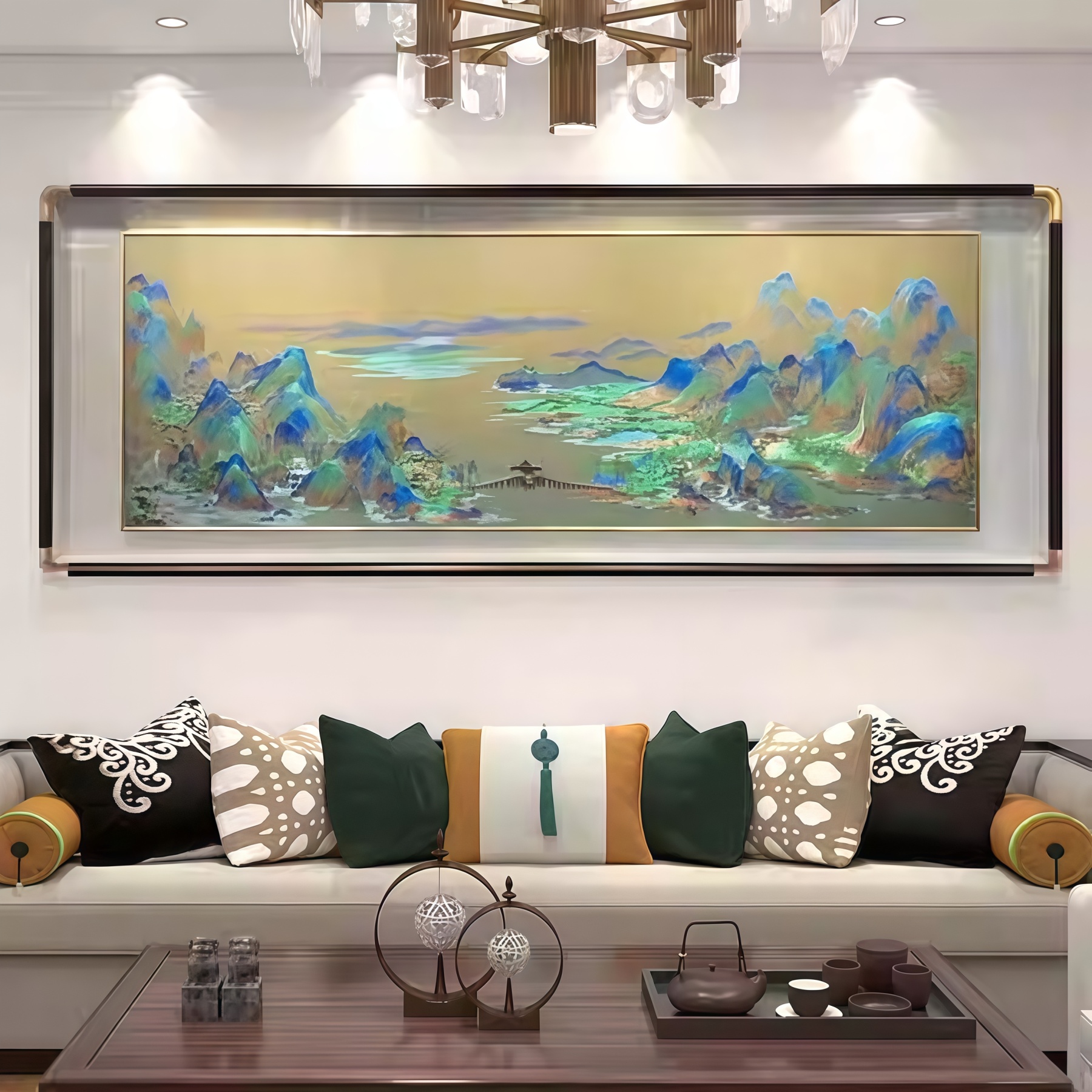 The Thousand Miles of Rivers and Mountains Brocade Decorative Painting