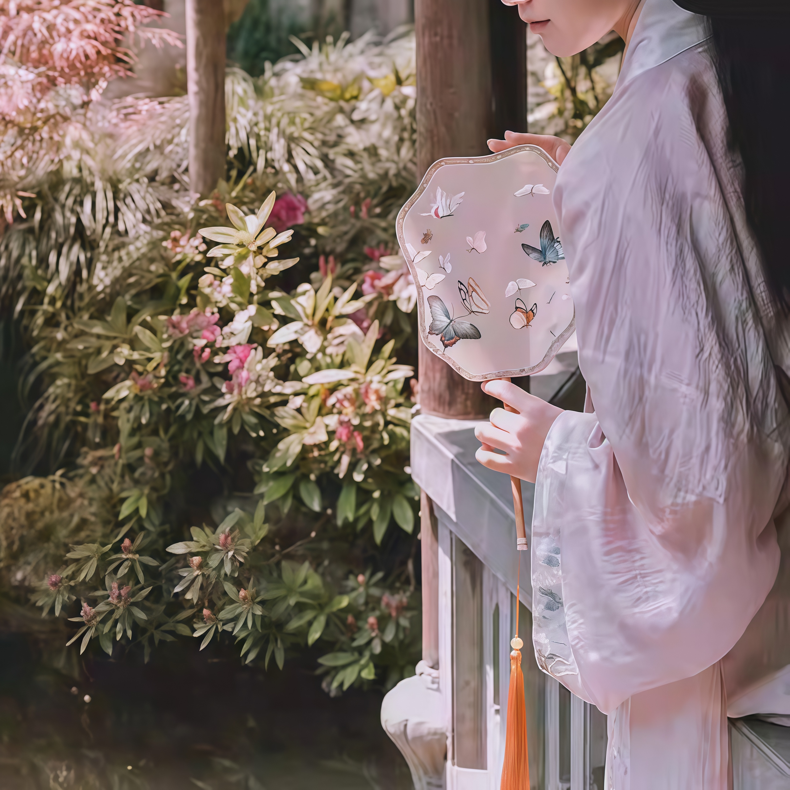 Ancient Style Embroidered Double-Sided Round Fan