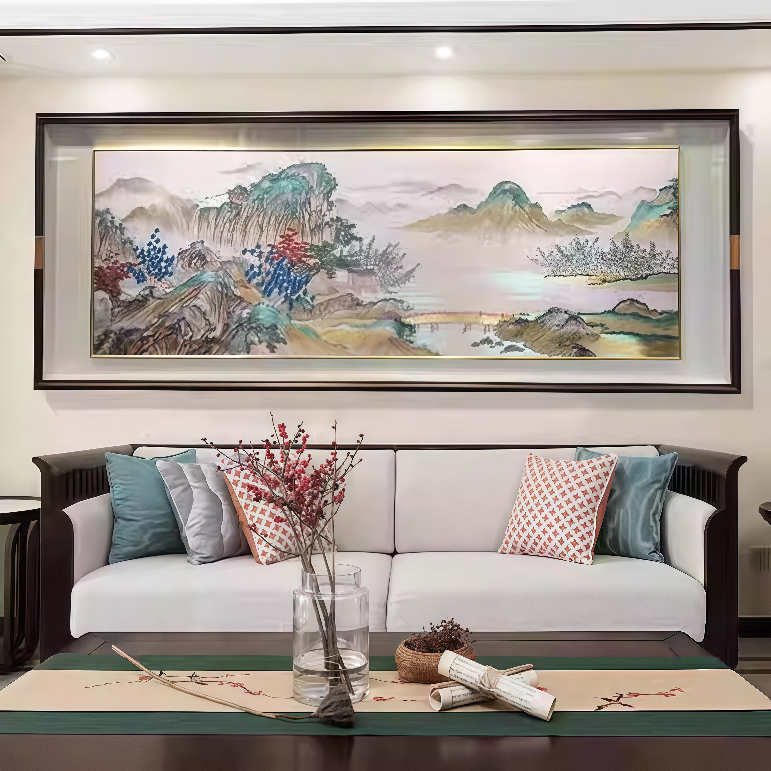 Brocade Landscape Wall Painting for Living Room