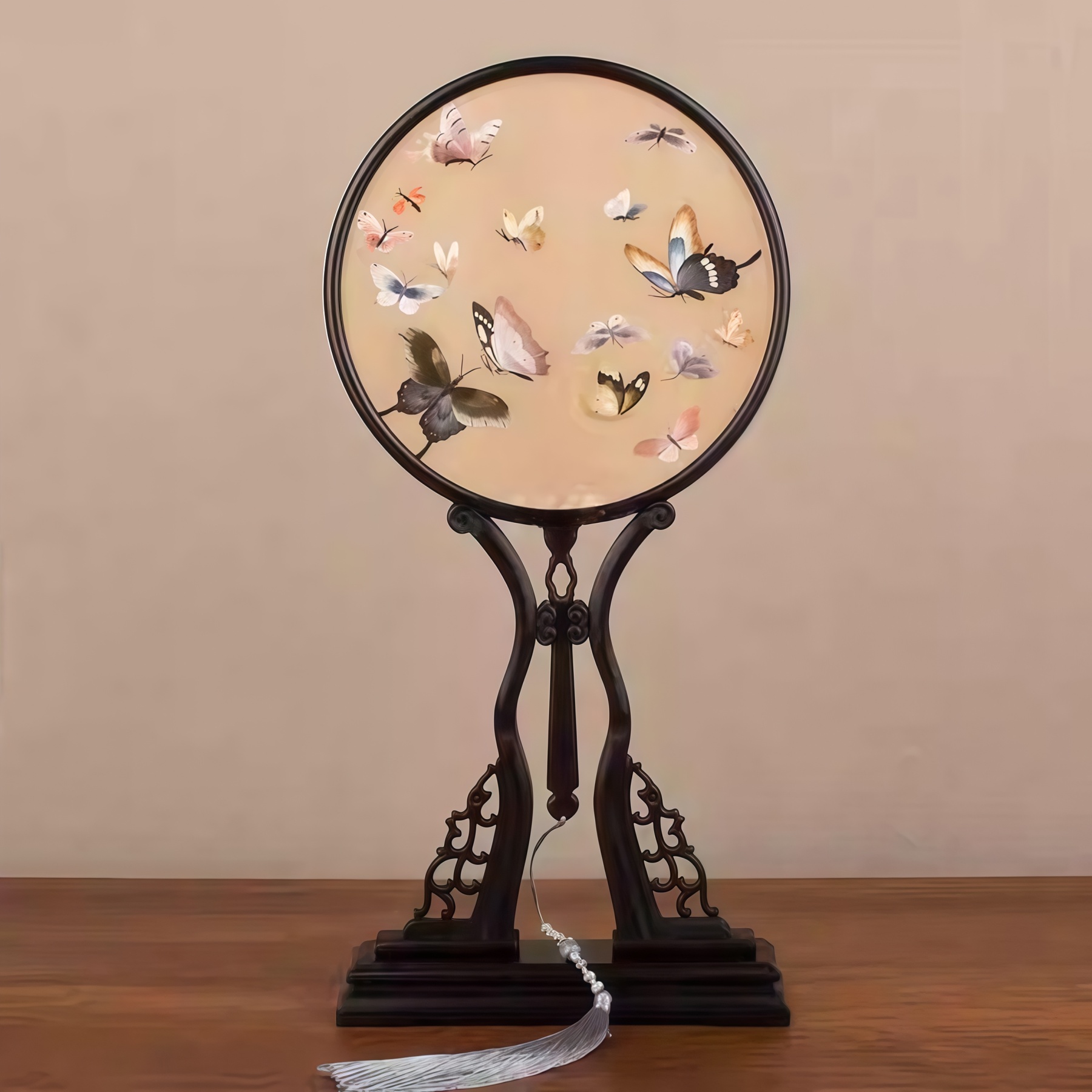 Embroidered Ancient Style Round Fan