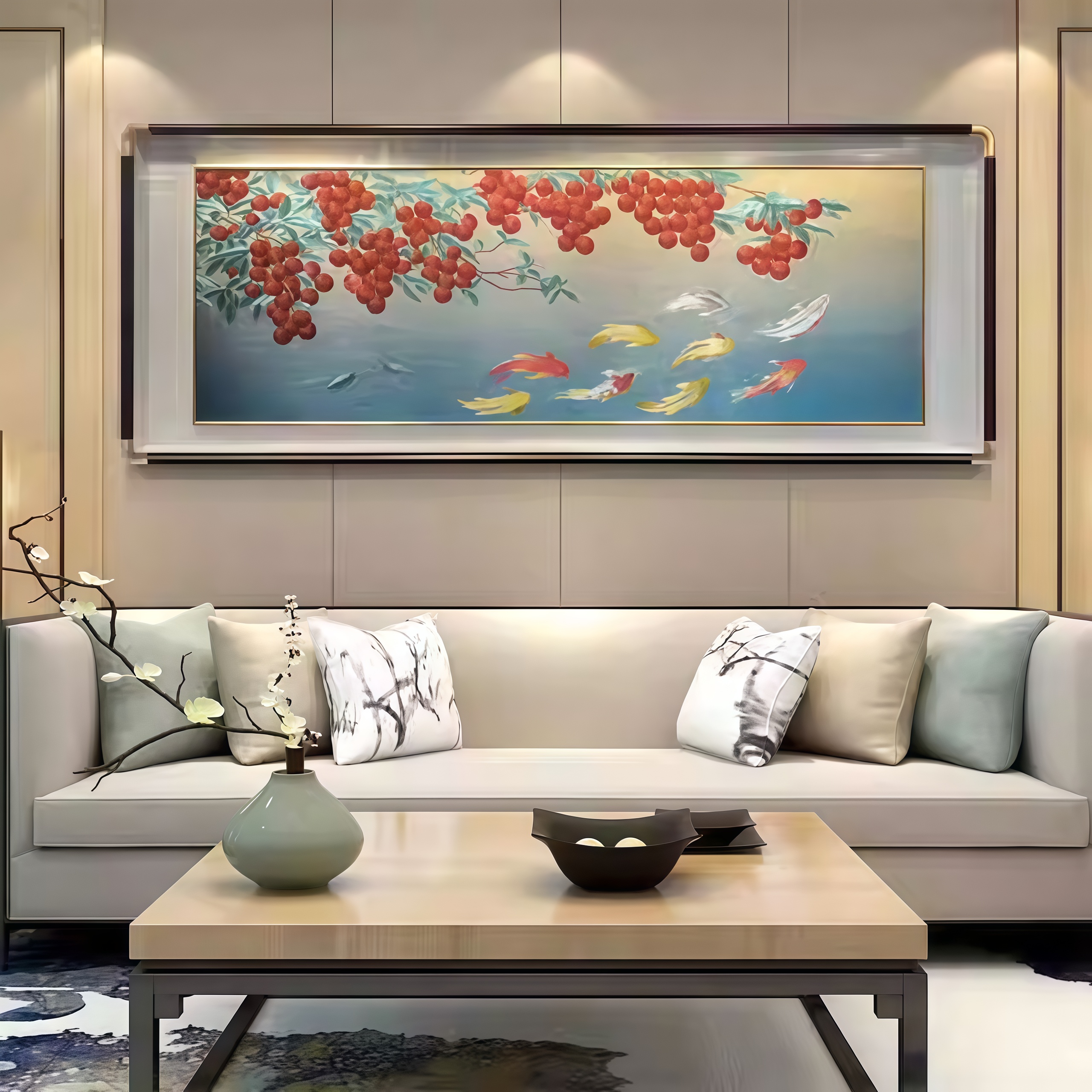 Nine Fish Brocade Wall Hanging