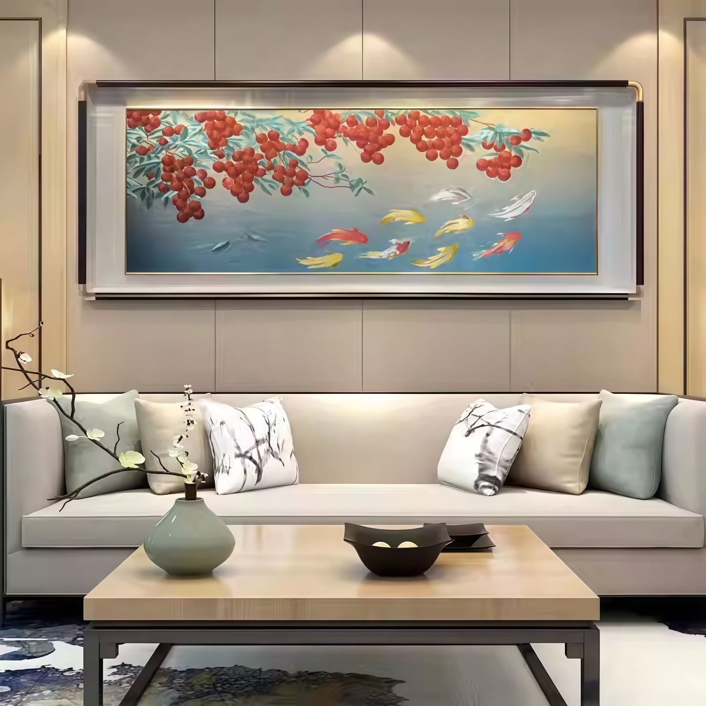 Nine Fish Brocade Wall Hanging