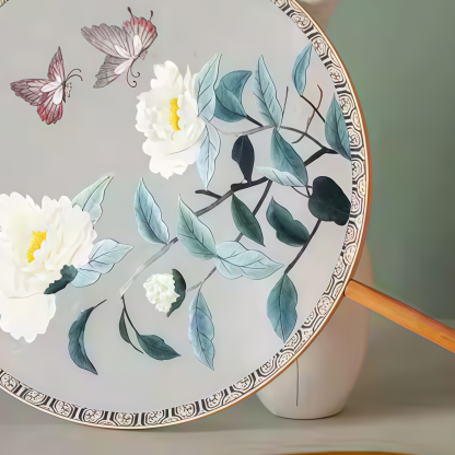 Suzhou Embroidery Pure Handmade Silk Palace Fan