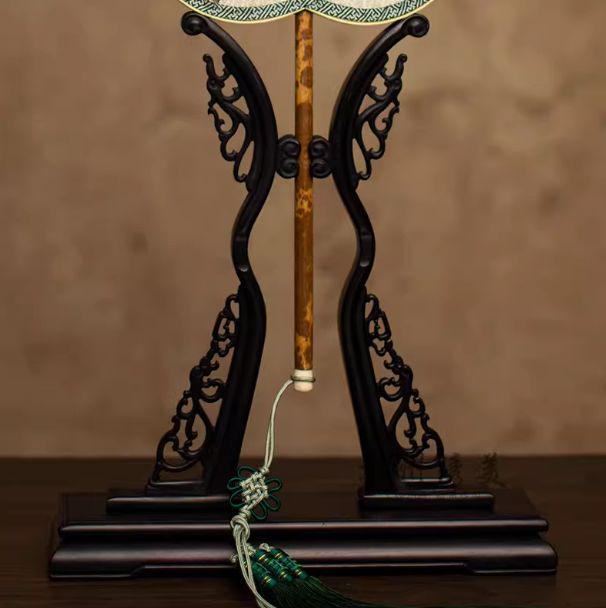 Embroidered Palace Fan Round Fan Stand Base