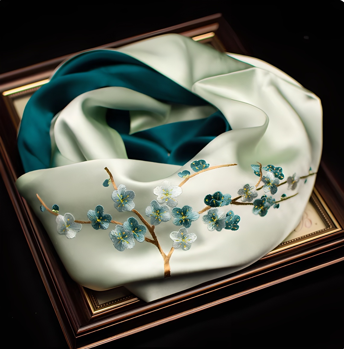 Embroidered silk scarves