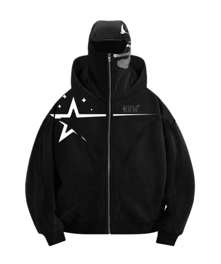 KKWR Star Design Full Zip Hoodie