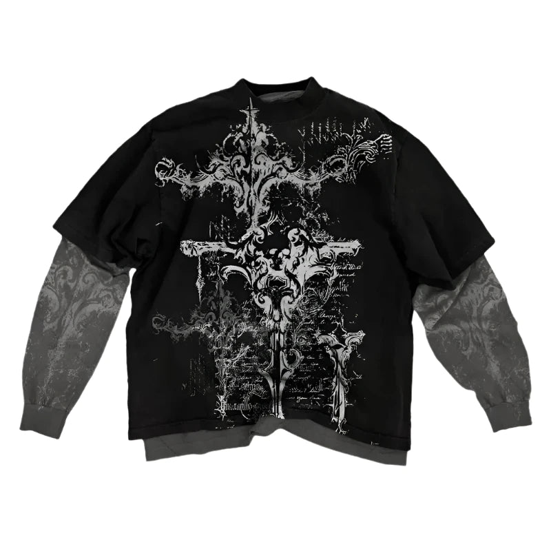 BLACK CRUCIFIX LONG SLEEVE TEE