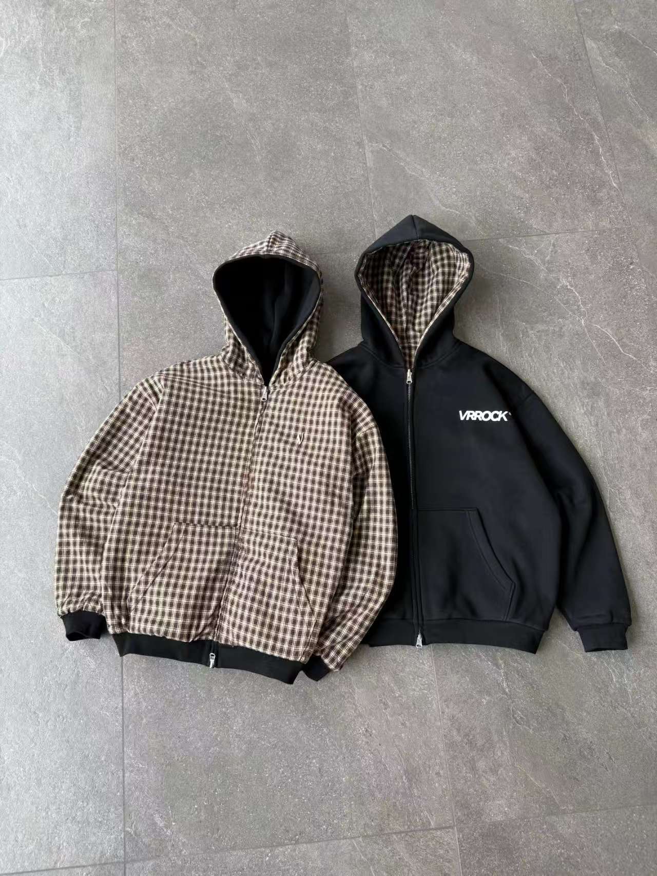 Black - Reversible Plaid Zip-Hoodie  (Christmas Special Price Time-limited)