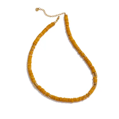 Yhpup Colorful Natural Stone Beads Handmade Chain Y2K Fashion Necklace for Women Stainless Steel Waterproof Collar Jewelry Gift