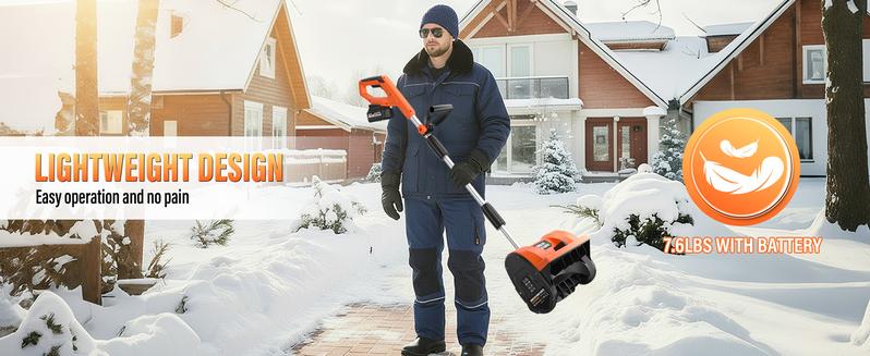 20V Cordless Snow Shovel | 12" Electric Snow Blower with 2x 4.0Ah Batteries & Fast Charger, 16Ft Throw Snow Removal, Adjustable Front Handle & Directional Plate for Easy Snow Removal, Christmas Snow Time Essentials, Snowstorm Essentials