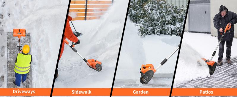 20V Cordless Snow Shovel | 12" Electric Snow Blower with 2x 4.0Ah Batteries & Fast Charger, 16Ft Throw Snow Removal, Adjustable Front Handle & Directional Plate for Easy Snow Removal, Christmas Snow Time Essentials, Snowstorm Essentials