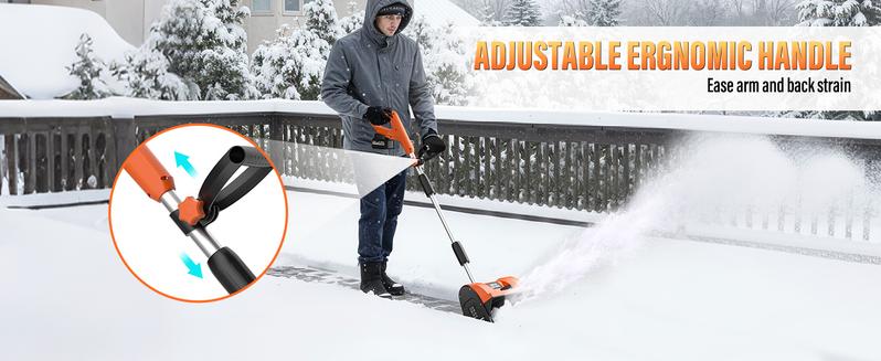 20V Cordless Snow Shovel | 12" Electric Snow Blower with 2x 4.0Ah Batteries & Fast Charger, 16Ft Throw Snow Removal, Adjustable Front Handle & Directional Plate for Easy Snow Removal, Christmas Snow Time Essentials, Snowstorm Essentials