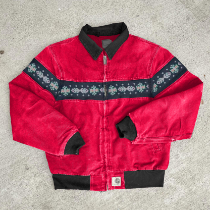 Vintage Tribal Zip-Up Warm Lined Jacket