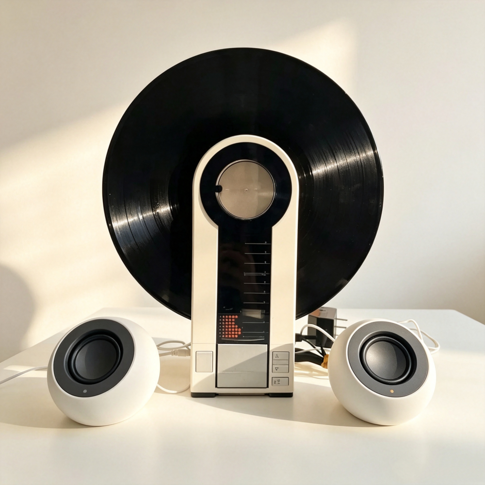 Vintage 1983 Vertical Turntable – Rare Portable Record Player with Linear Tracking