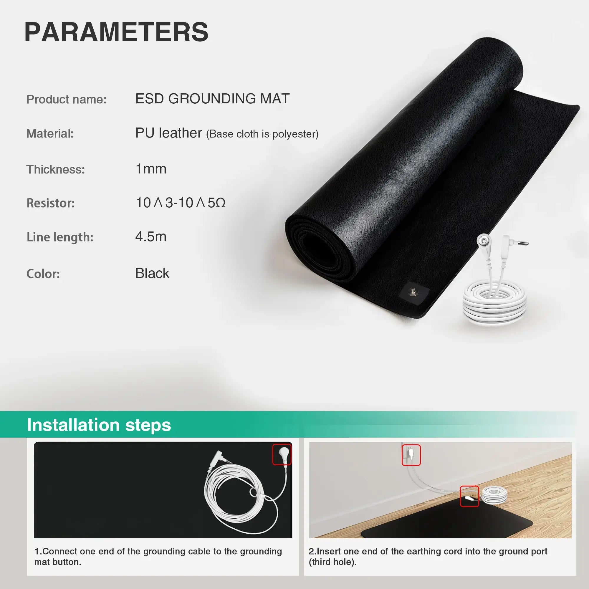 Sleep Grounding Mat – Black PU Leather