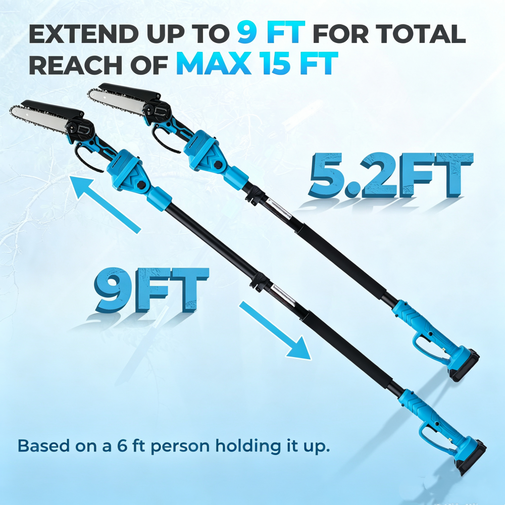 2-in-1 Cordless Pole Saw with 15FT Extended Reach
