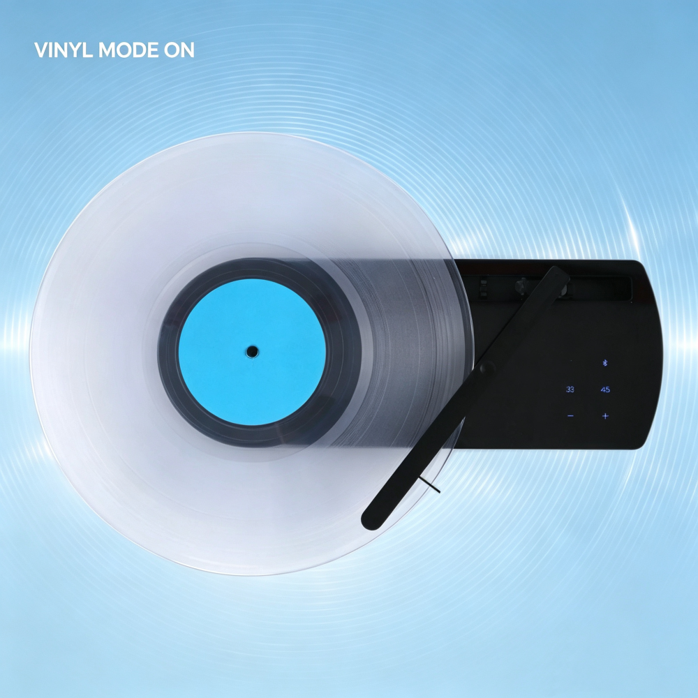 Wireless Vinyl Turntable with Rechargeable Battery & Premium Design