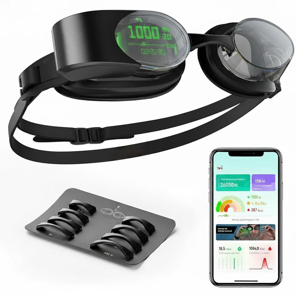 Real-time swimming goggles