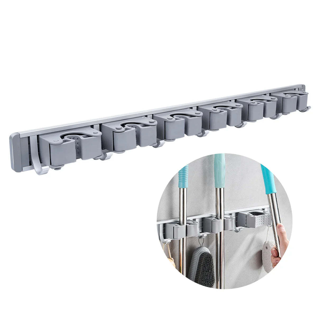 Metal broom and mop holder wall hook