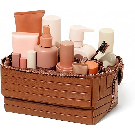 High-capacity foldable cosmetic bag, waterproof PU leather