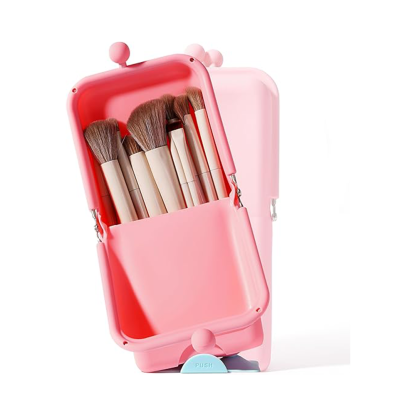 Makeup brush storage travel makeup bag with suction cup base
