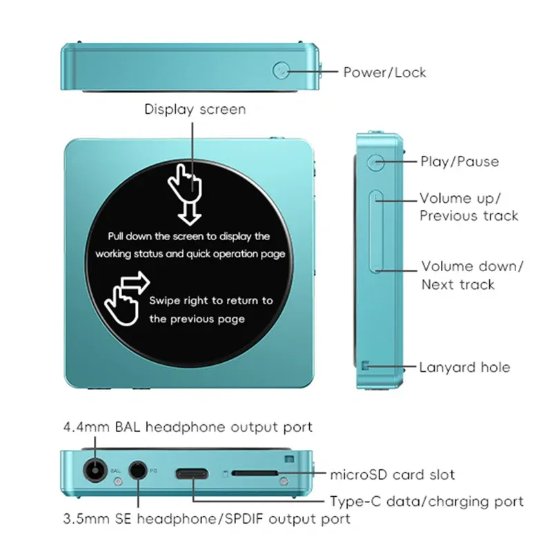 Retro Digital Audio Player – Dual CS43131 DACs, LDAC Bluetooth 5.4, 2TB Storage, 12-Hour Battery 