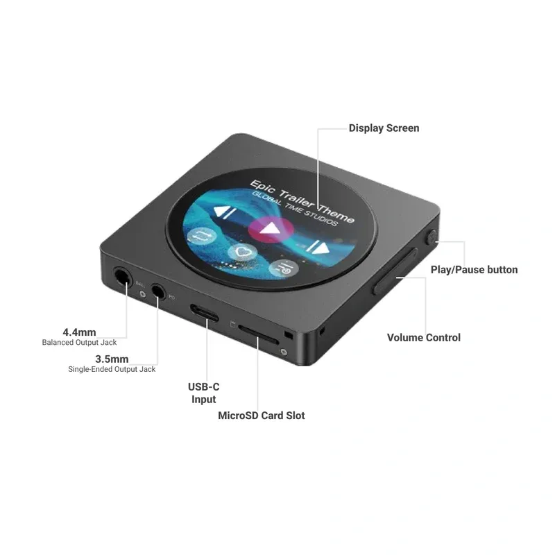 Retro Digital Audio Player – Dual CS43131 DACs, LDAC Bluetooth 5.4, 2TB Storage, 12-Hour Battery 