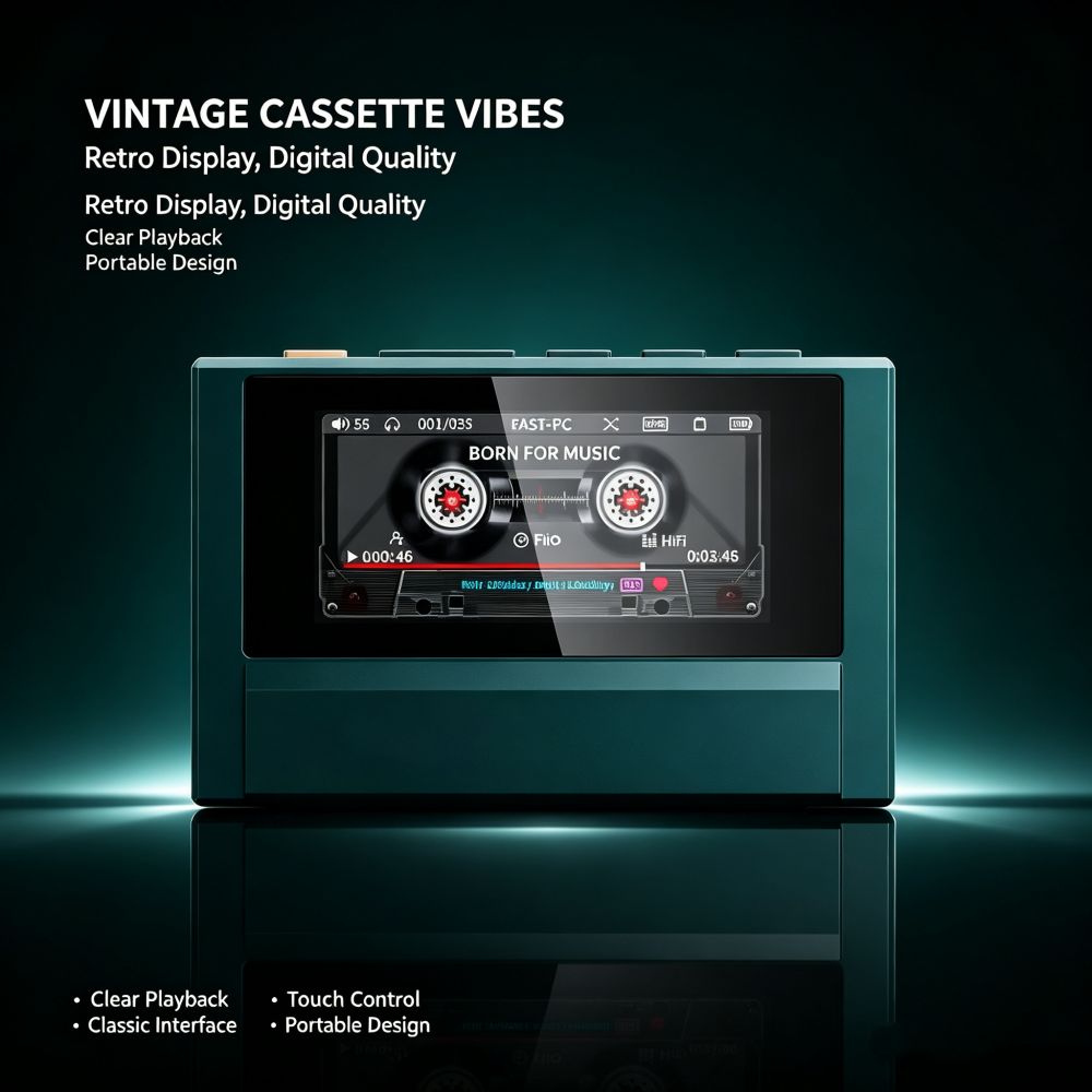 Portable High-Resolution Music Player with Premium Sound & Retro Design