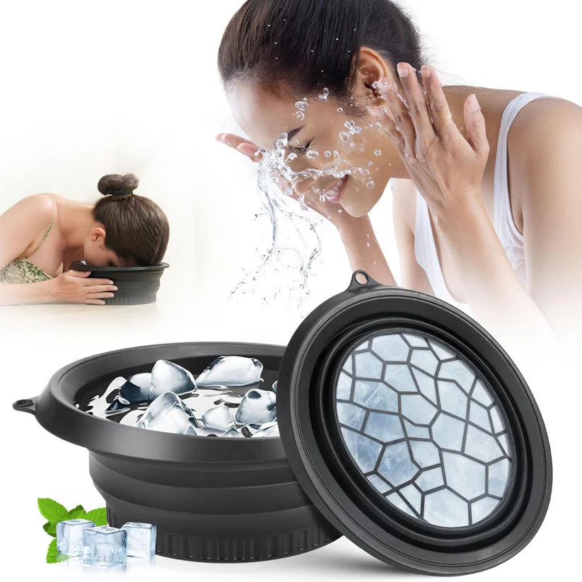 Collapsible Silicone Facial Ice Bowl – Built-in Ice Tray for Skincare, Acne Relief, and Face Tightening