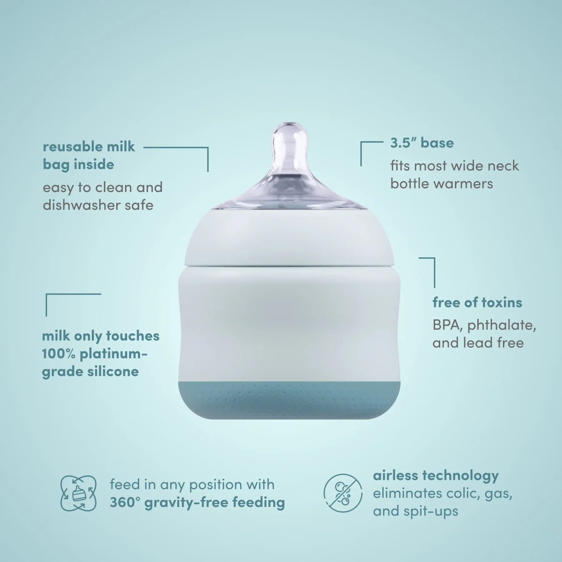 Hands-free anti-colic baby bottle
