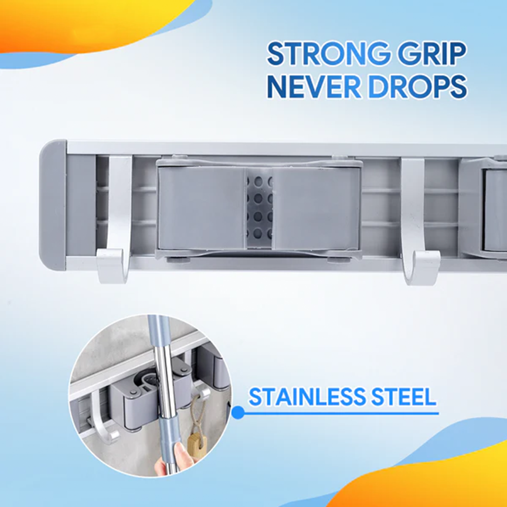 Metal broom and mop holder wall hook