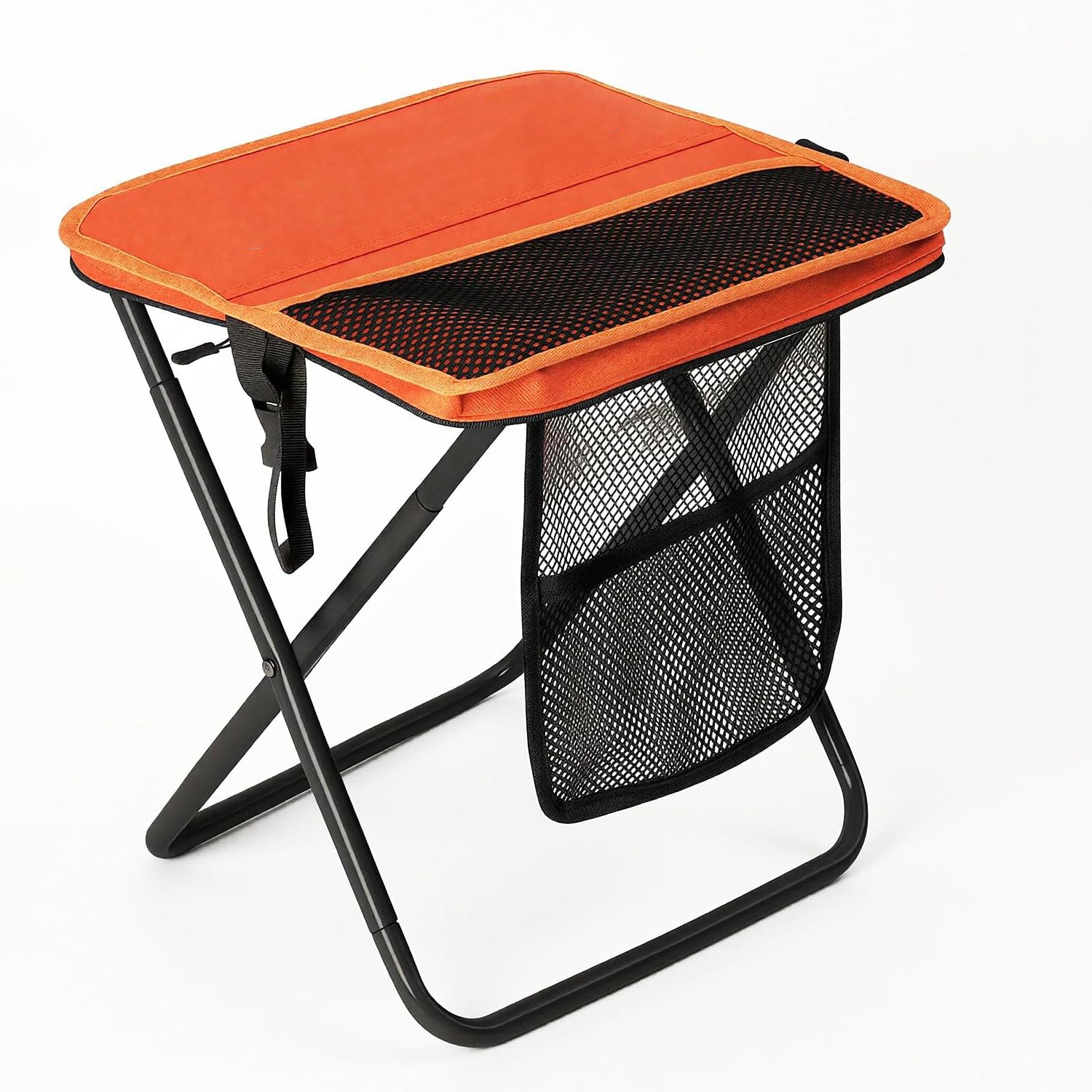 Portable Folding Stool – 16 Inch Camping Chair with 3 Side Pockets & Shoulder Strap