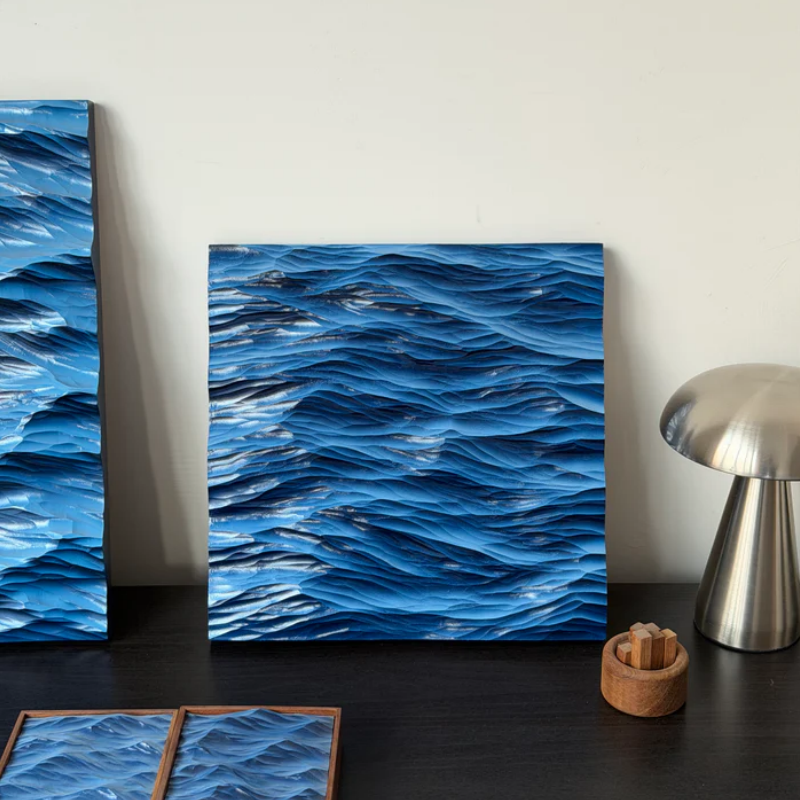 Mini Ocean Hand-Carved Wood Art