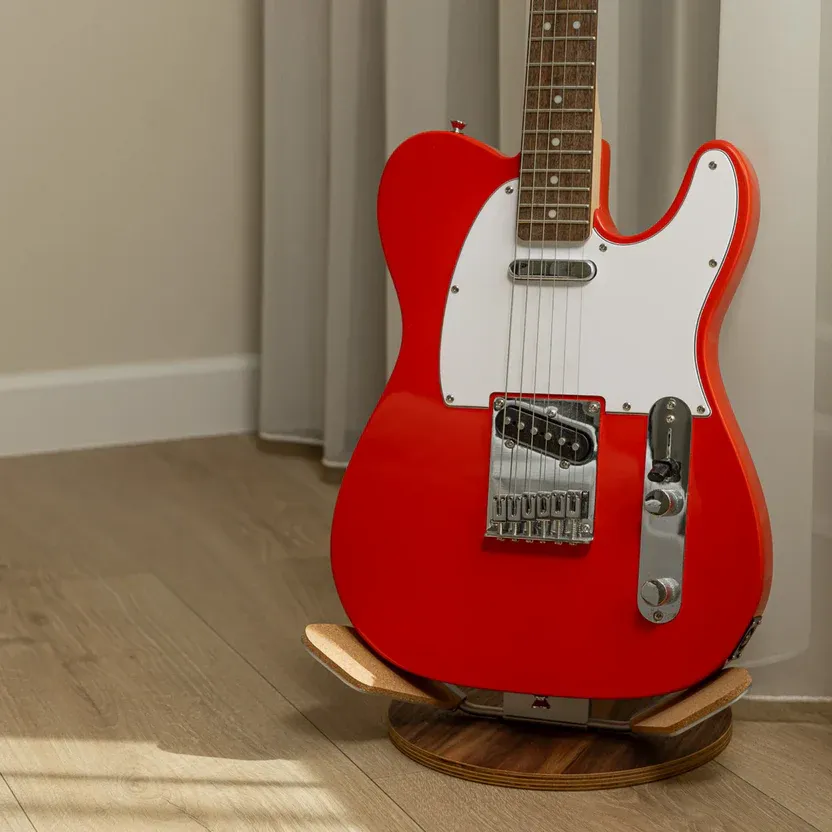 Foldable Wooden Guitar Stand : Universal Fit + Travel Ready