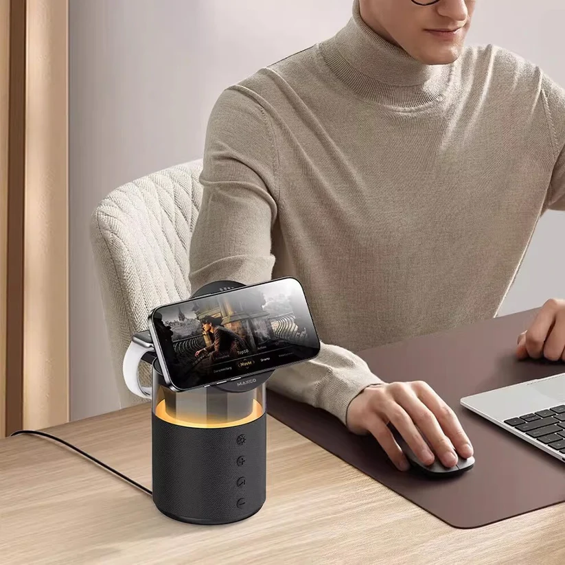 5-in-1 magnetic wireless charger with Bluetooth speaker