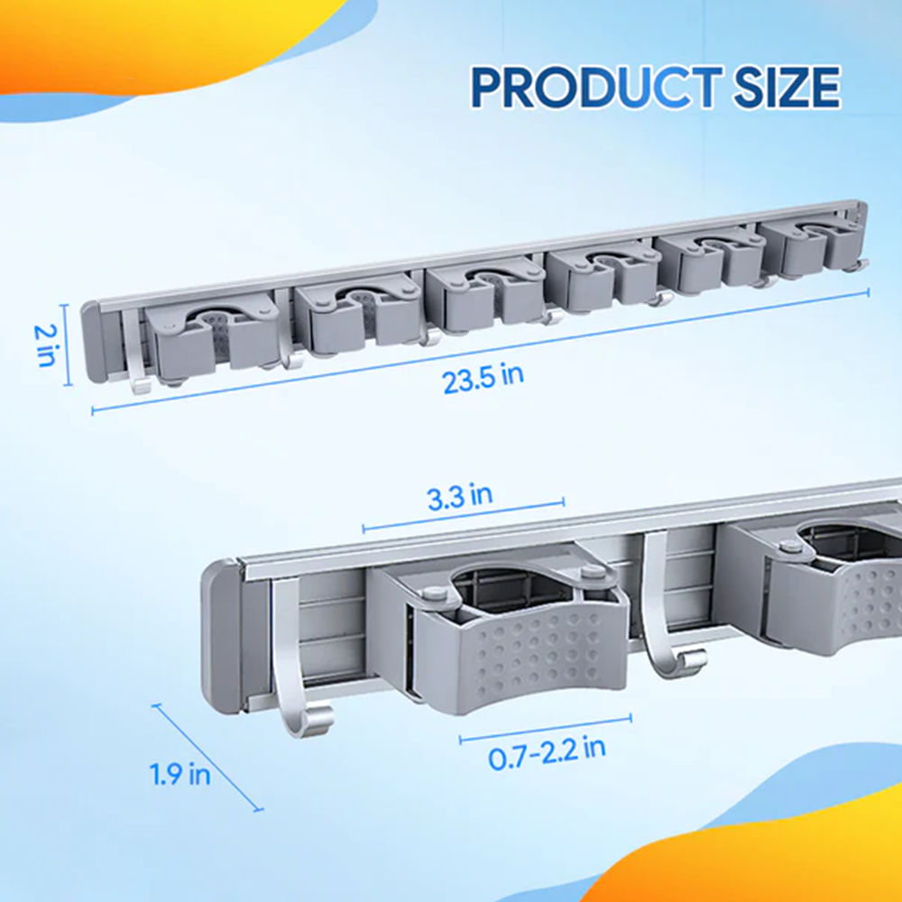 Metal broom and mop holder wall hook