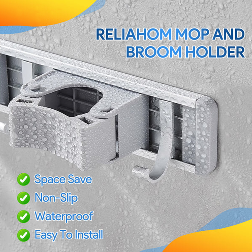 Metal broom and mop holder wall hook