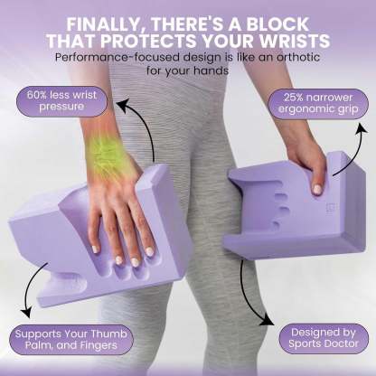Yoga Brick Set of 2 – Ergonomically Designed EVA Yoga Bricks, Relieves Wrist Pressure